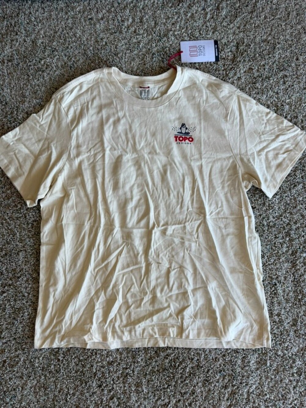 NWT Topo Designs Mountain River Tee Bone White Sz XXL